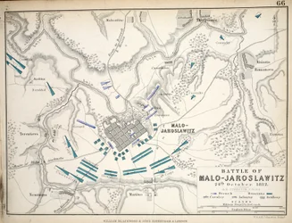 Mappa della battaglia di Malo-Jaroslawitz, pubblicata da William Blackwood and Sons, Edimburgo e Londra, 1848